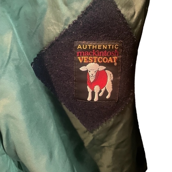 Authentic Mackintosh Vestcoat Wool Navy Blue Green Jacket Coat Winter Button Zip - Picture 6 of 8